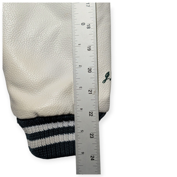 Ewha Womans University Varsity Jacket Leather Sleeves Green White L - Picture 13 of 13